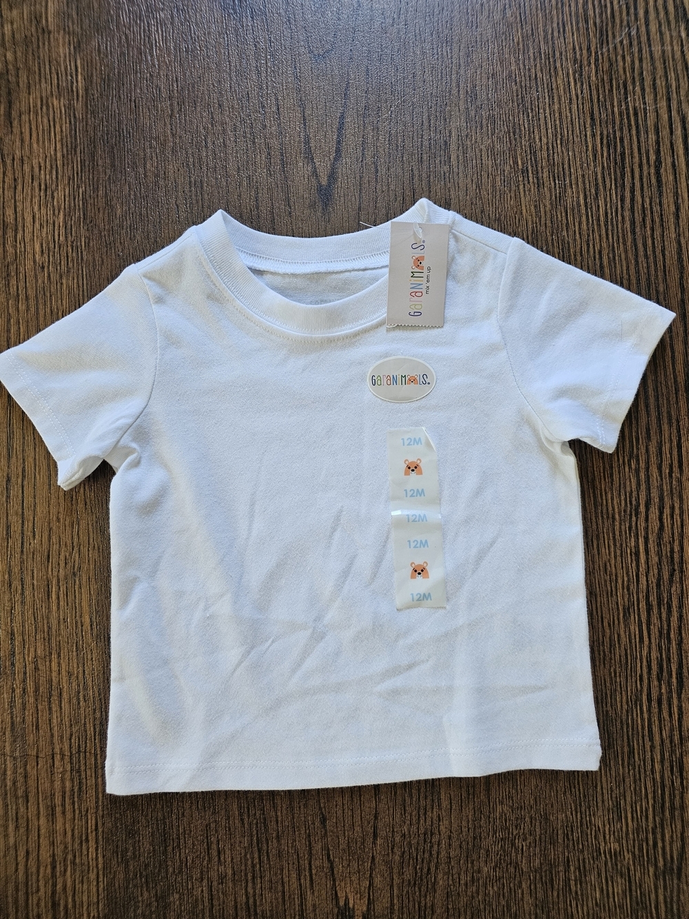 Garanimals Baby White Short-Sleeve Tee Size 12 Months NEW with Tags